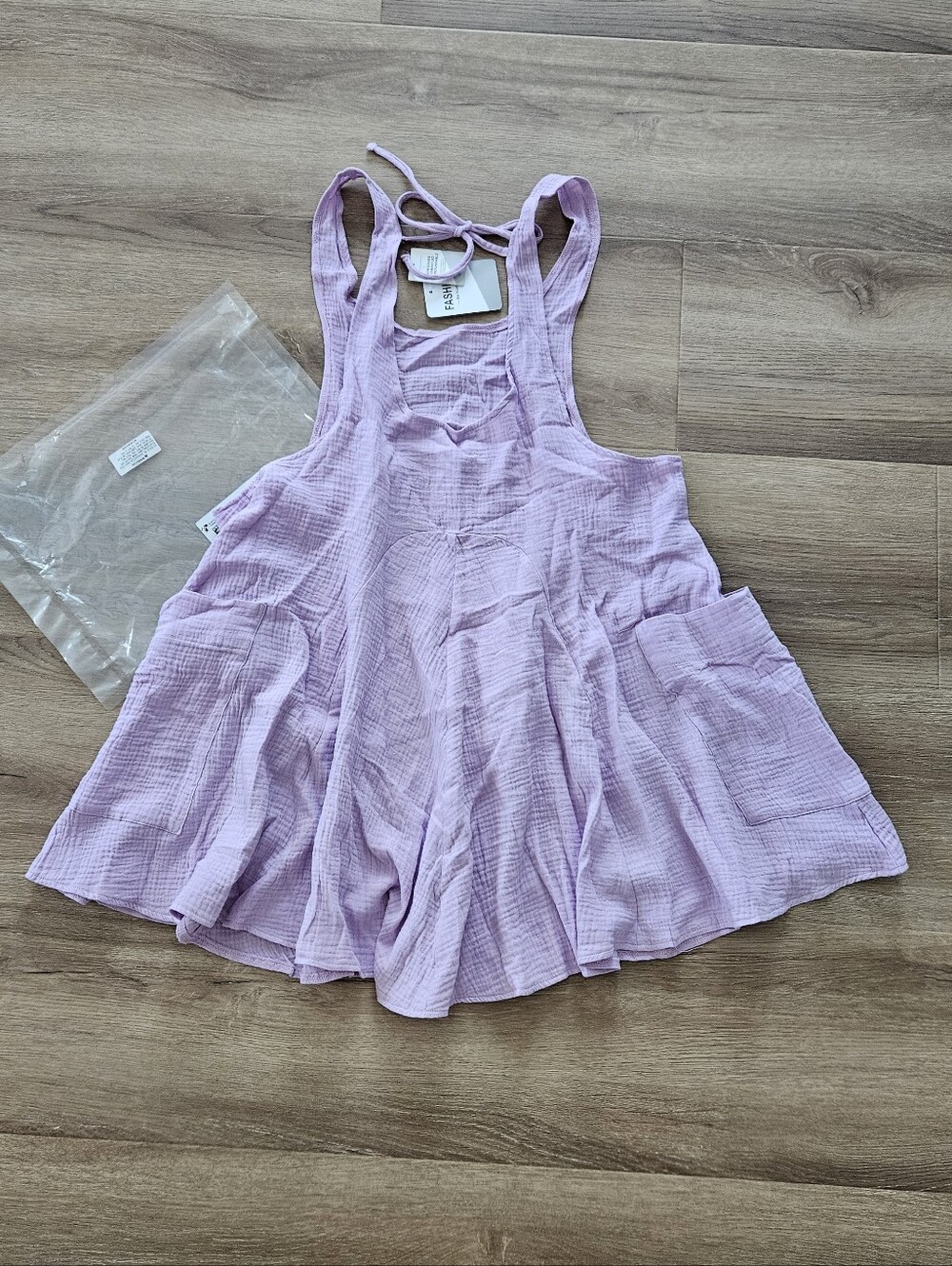 Lilac Crinkle Tank Mini Dress Size L - Picture 9 of 12